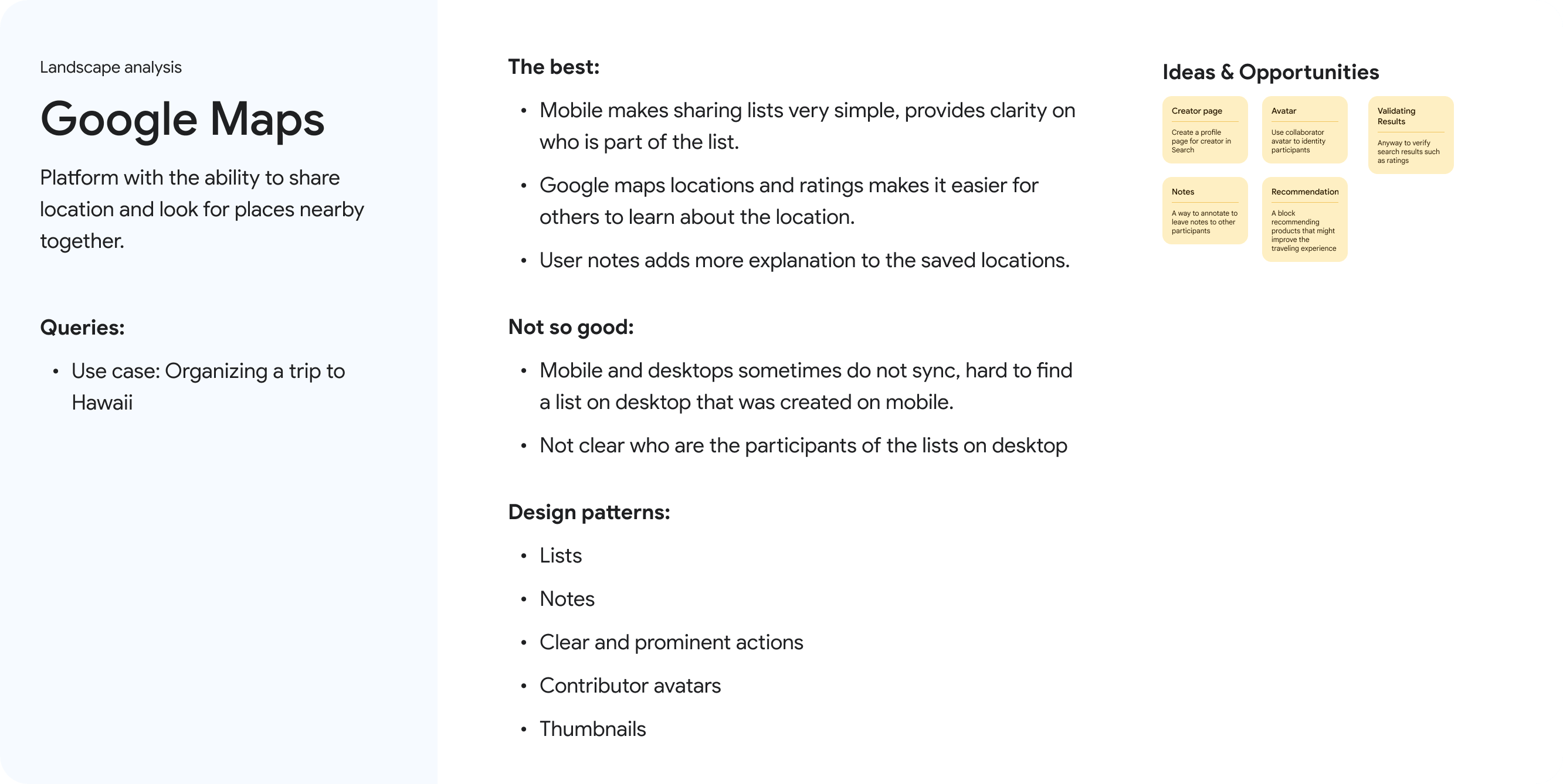 Conclusions for patterns in the competitor