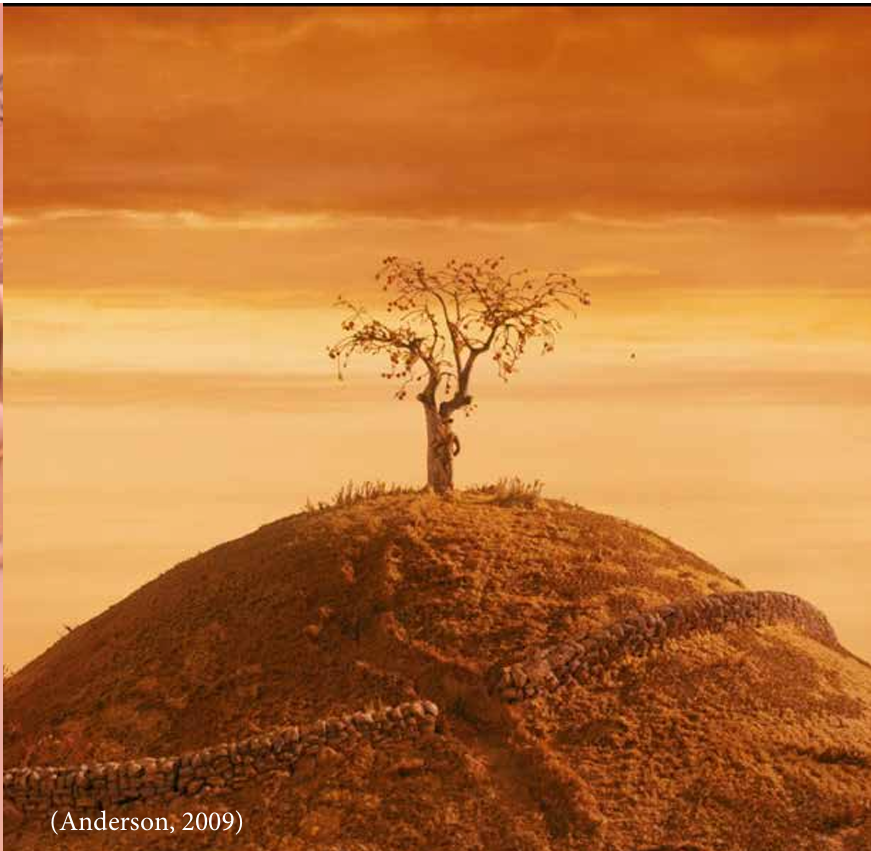 A shot of a lonely tree on a hilltop from the movie Fantastic Mr. Fox